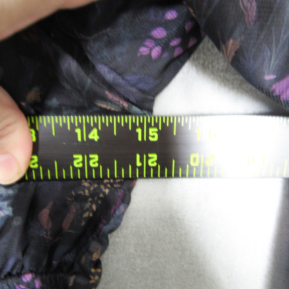 Disturbia Dark Floral Mini Dress Long Balloon Sleeve Smocked Tie Back US 4 y2K - Picture 4 of 11